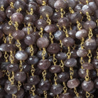 6-7mm Chocolate Moonstone rondelle Gold Chain by the foot 28 pieces - Beadsofcambay.com