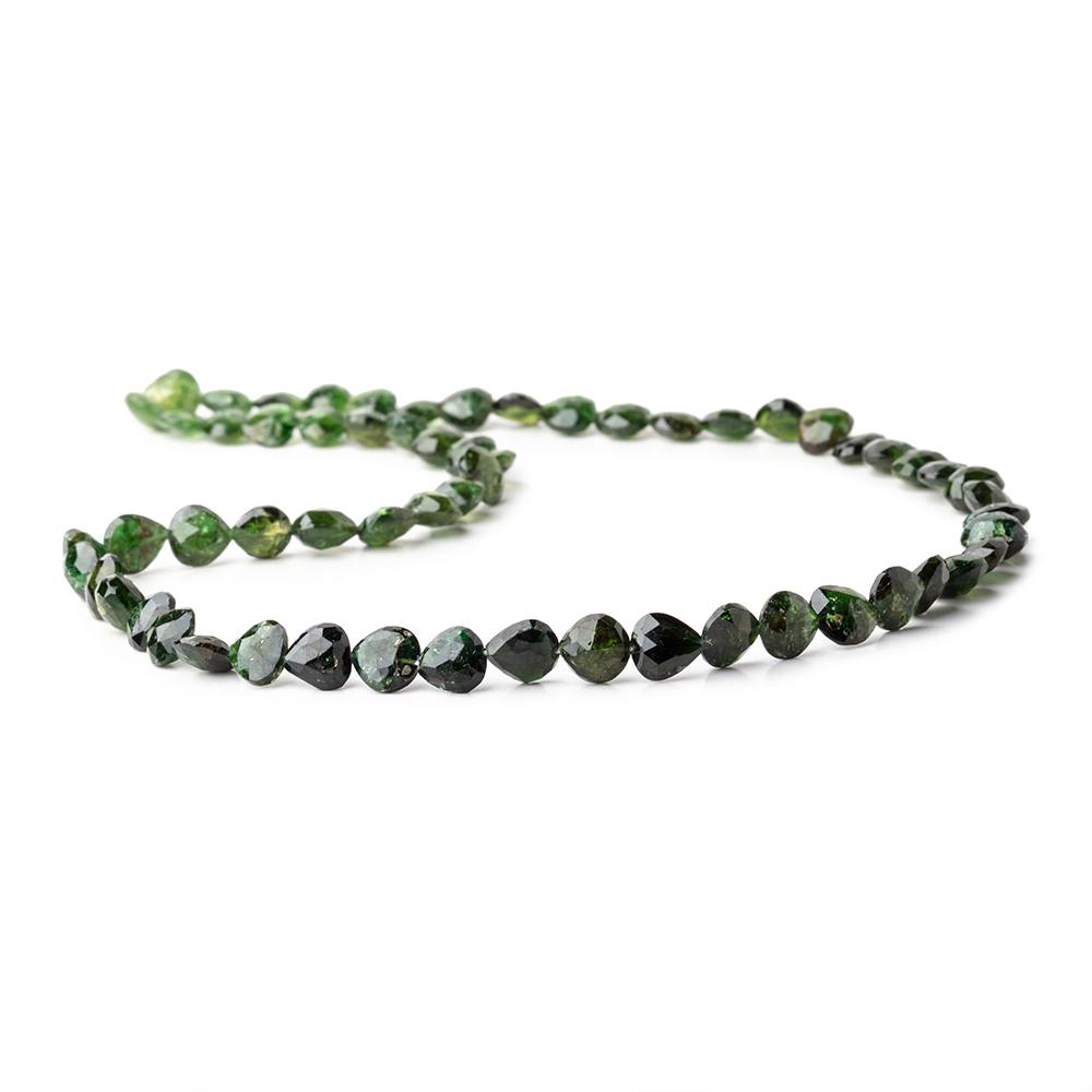 6-7mm Chrome Tourmaline Straight Drill Faceted Heart Beads 17 inch 56 pieces - Beadsofcambay.com