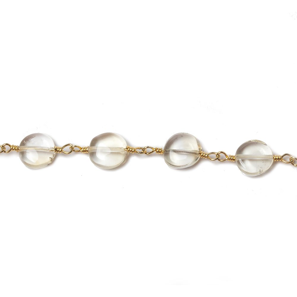 6-7mm Citrine plain coin Gold Chain by the foot - Beadsofcambay.com