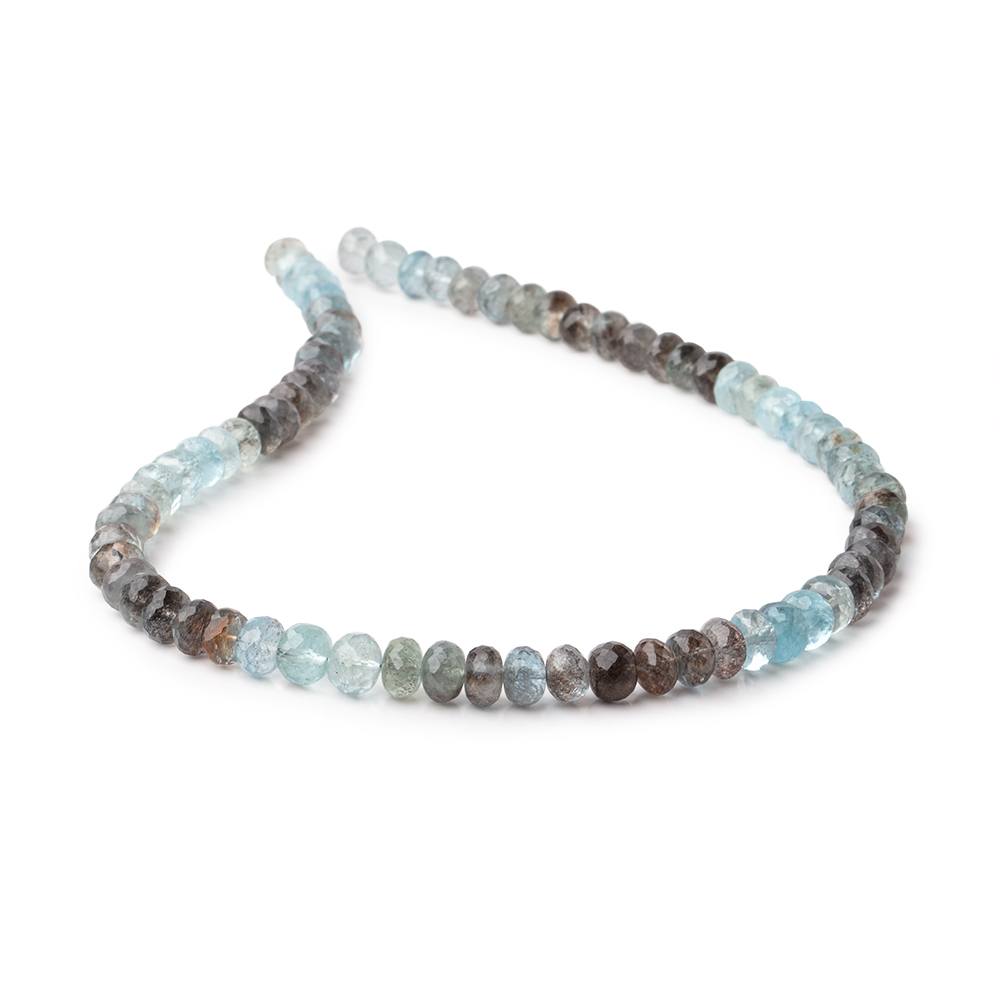 6-7mm Copper Moss Aquamarine Faceted Rondelle Beads 14 inch 75 pieces AAA - Beadsofcambay.com