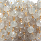 6-7mm Cream Moonstone faceted round Vermeil Chain by the foot 27 beads - Beadsofcambay.com