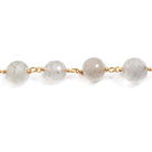 6-7mm Cream Moonstone faceted round Vermeil Chain by the foot 27 beads - Beadsofcambay.com