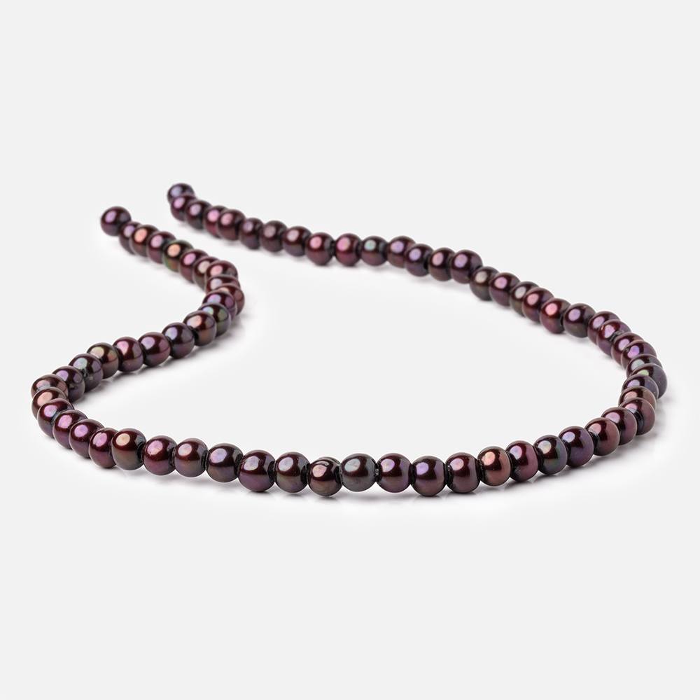 6-7mm Dark Wine Red Large Hole Off Round Freshwater Pearls 2.5mm ID 72 pcs - Beadsofcambay.com