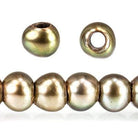 6-7mm Fern Green Large Hole Off Round Pearl 2.5mm drill hole, 15 inch, 75 pieces - Beadsofcambay.com