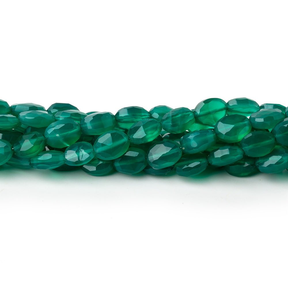 6-7mm Green Chalcedony Faceted Oval Beads 12.5 inch 43 pieces - Beadsofcambay.com
