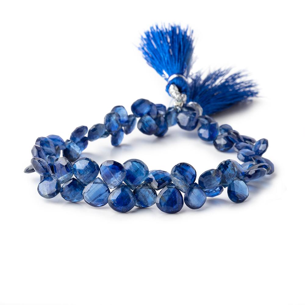 6-7mm Kyanite Faceted Heart Beads 7.5 inch 58 pieces AA - Beadsofcambay.com