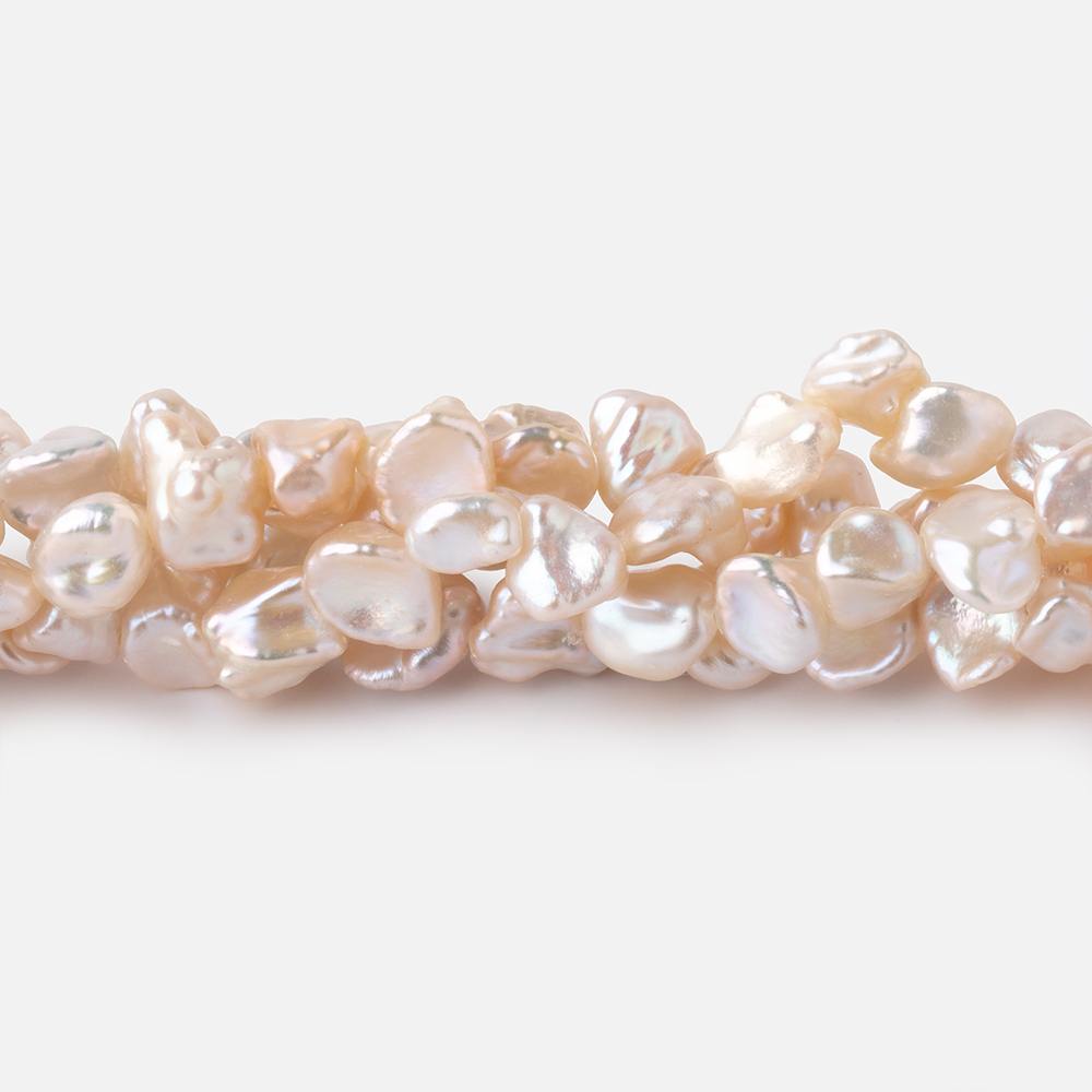 6-7mm Light Peach Side Drilled Keshi Freshwater Pearls 15.5 inch 70 pieces - Beadsofcambay.com