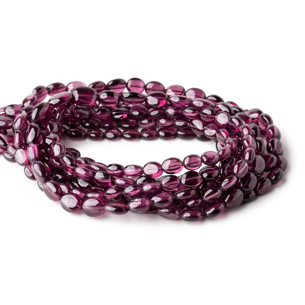 6-7mm Malaia Garnet Plain Oval Beads 16 inch 55 pieces AA - Beadsofcambay.com