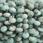 6-7mm Matte Larimar rondelle Black Gold plated Chain by the foot with approximately 30 pieces - Beadsofcambay.com