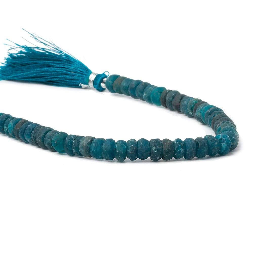 6-7mm Matte Neon Apatite 1mm drill hole faceted rondelle beads 8 inch 58 pcs - Beadsofcambay.com