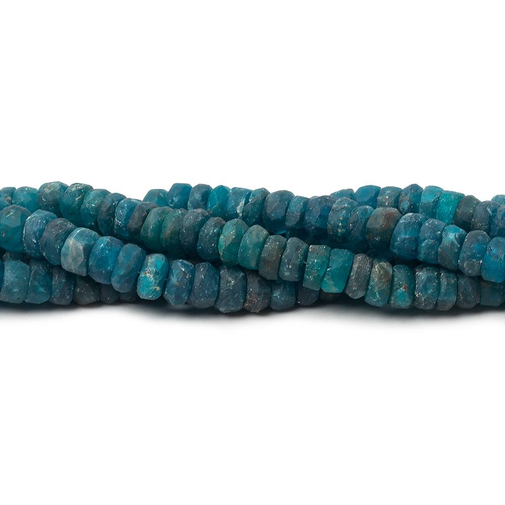 6-7mm Matte Neon Apatite 1mm drill hole faceted rondelle beads 8 inch 58 pcs - Beadsofcambay.com