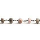 6-7mm Matte Rhodonite rondelle Black Gold over .925 Silver Chain by the foot 29 pieces - Beadsofcambay.com