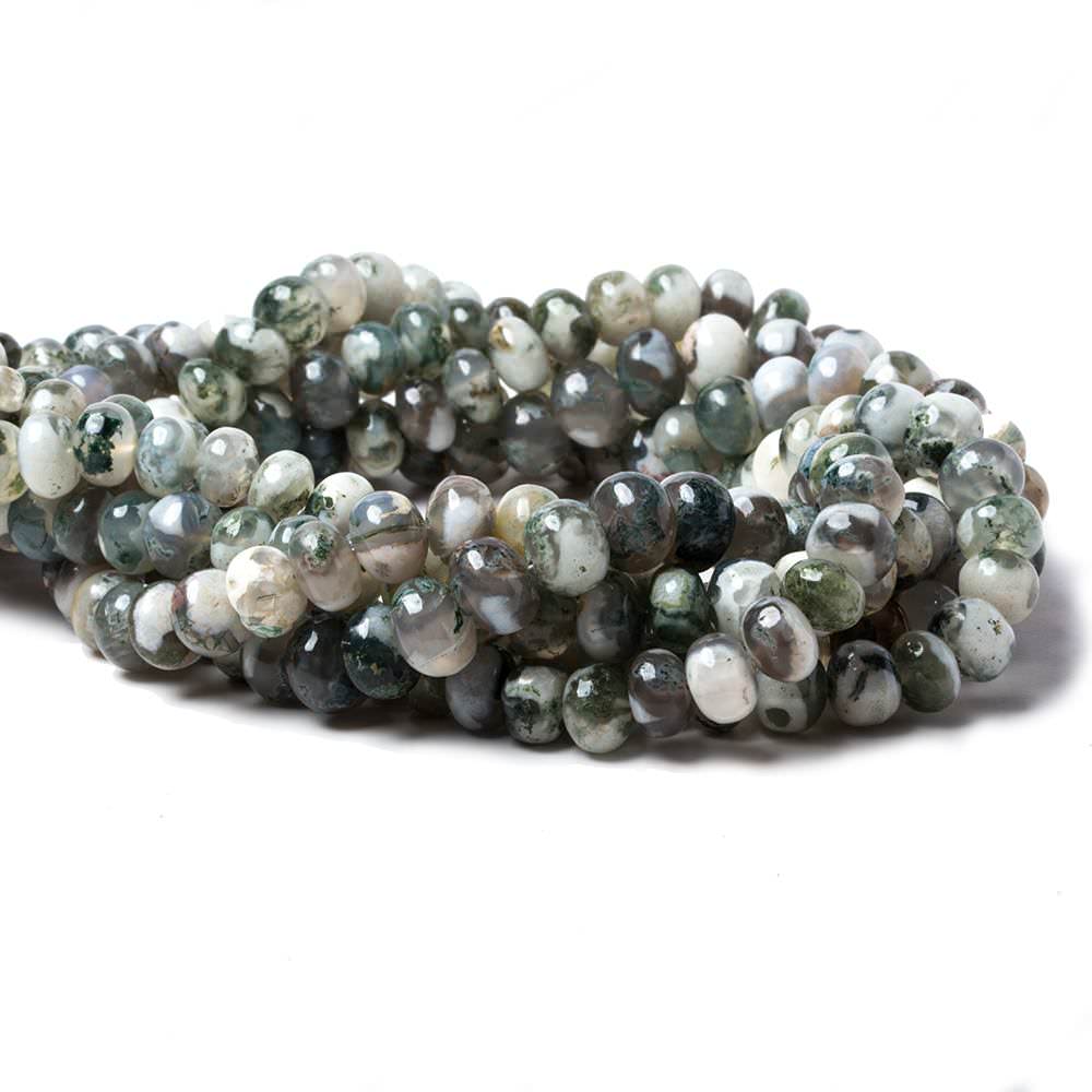 6 - 7mm Mossy Agate Plain Rondelle Beads 16 inch 77 pieces - Beadsofcambay.com