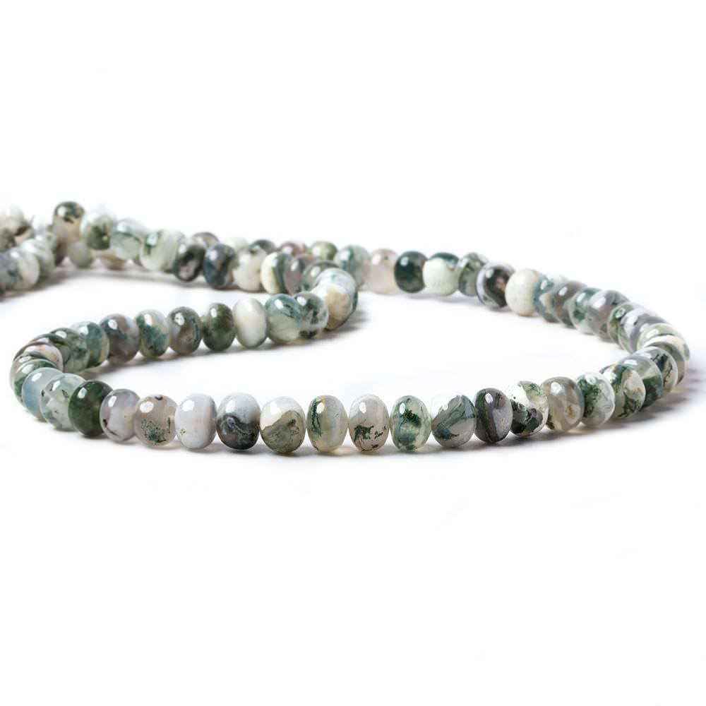 6 - 7mm Mossy Agate Plain Rondelle Beads 16 inch 77 pieces - Beadsofcambay.com