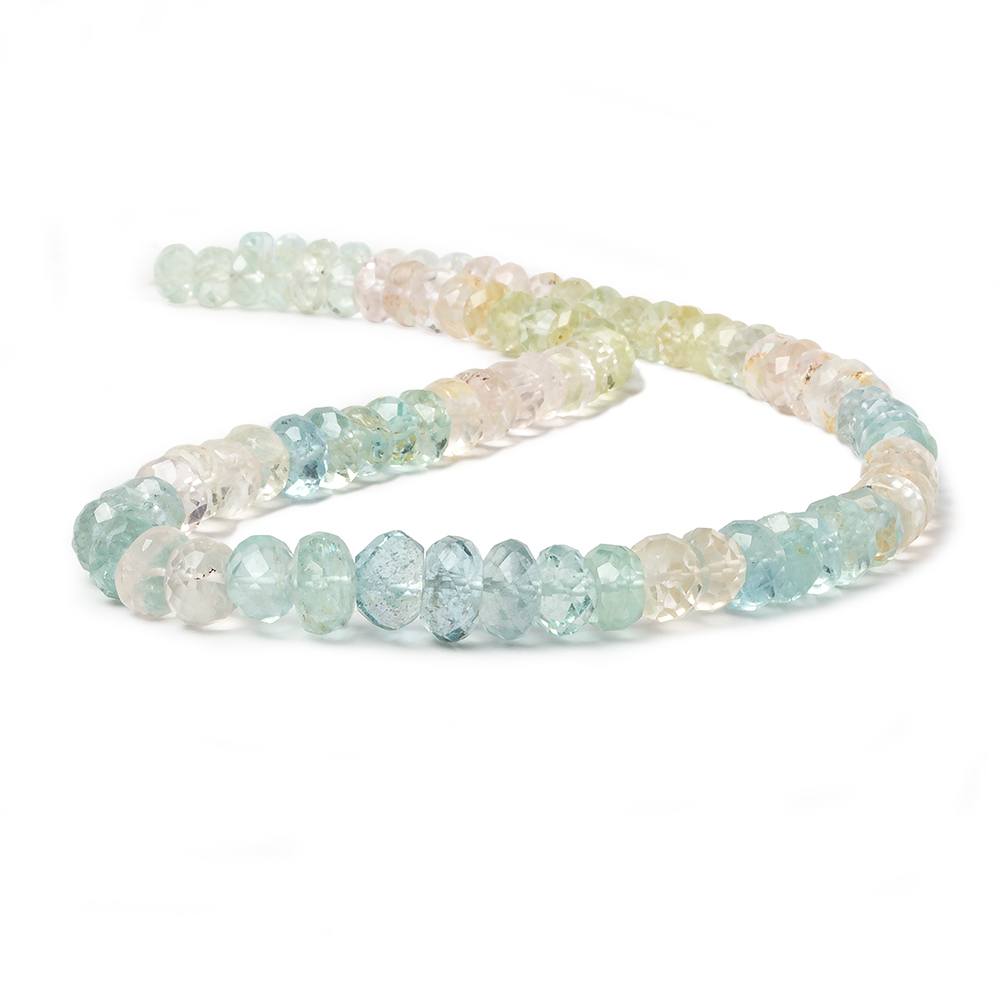 6-7mm Multi Colored Beryl Beads Faceted Rondelle 14 inch 84 pieces - Beadsofcambay.com
