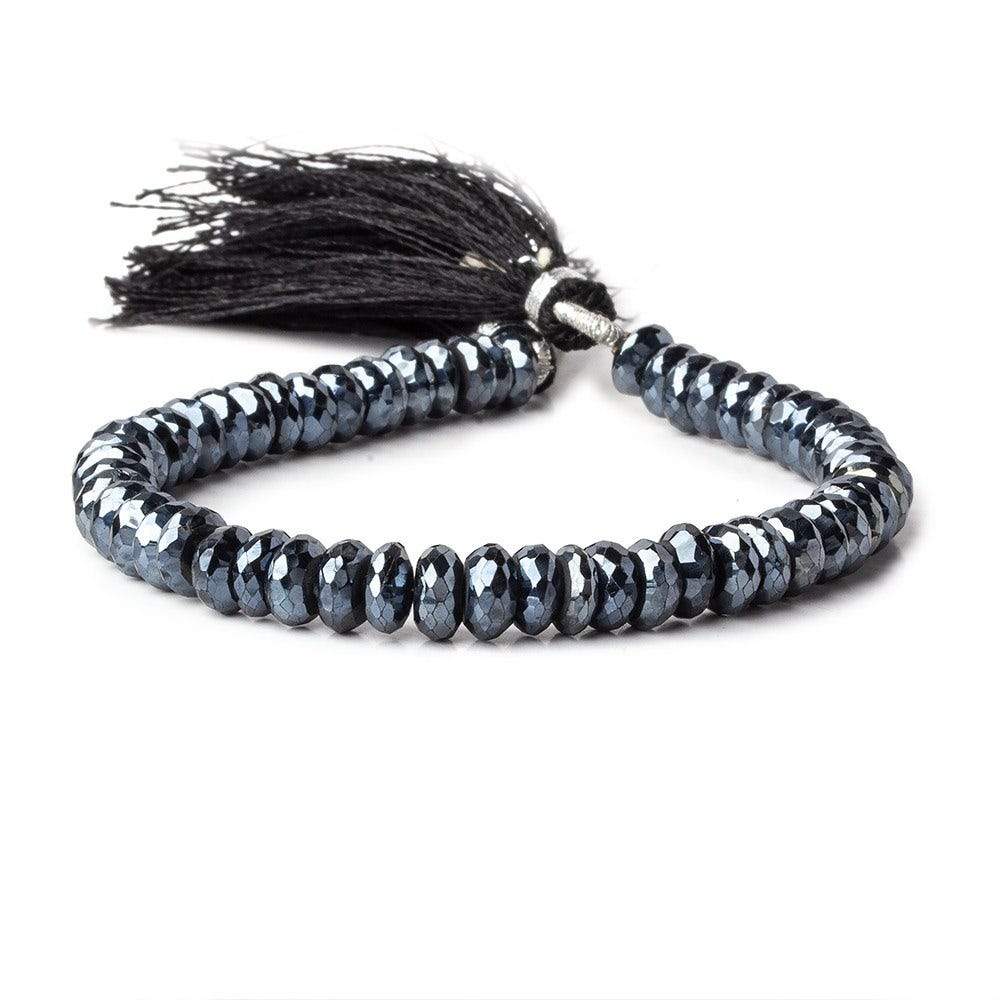 6-7mm Mystic Black Spinel Faceted Rondelle Beads 7.5 inch 56 pieces AAA - Beadsofcambay.com