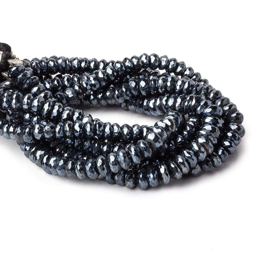 6-7mm Mystic Black Spinel Faceted Rondelle Beads 7.5 inch 56 pieces AAA - Beadsofcambay.com