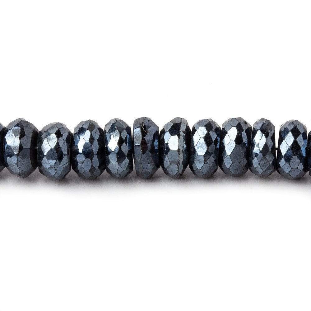 6-7mm Mystic Black Spinel Faceted Rondelle Beads 7.5 inch 56 pieces AAA - Beadsofcambay.com