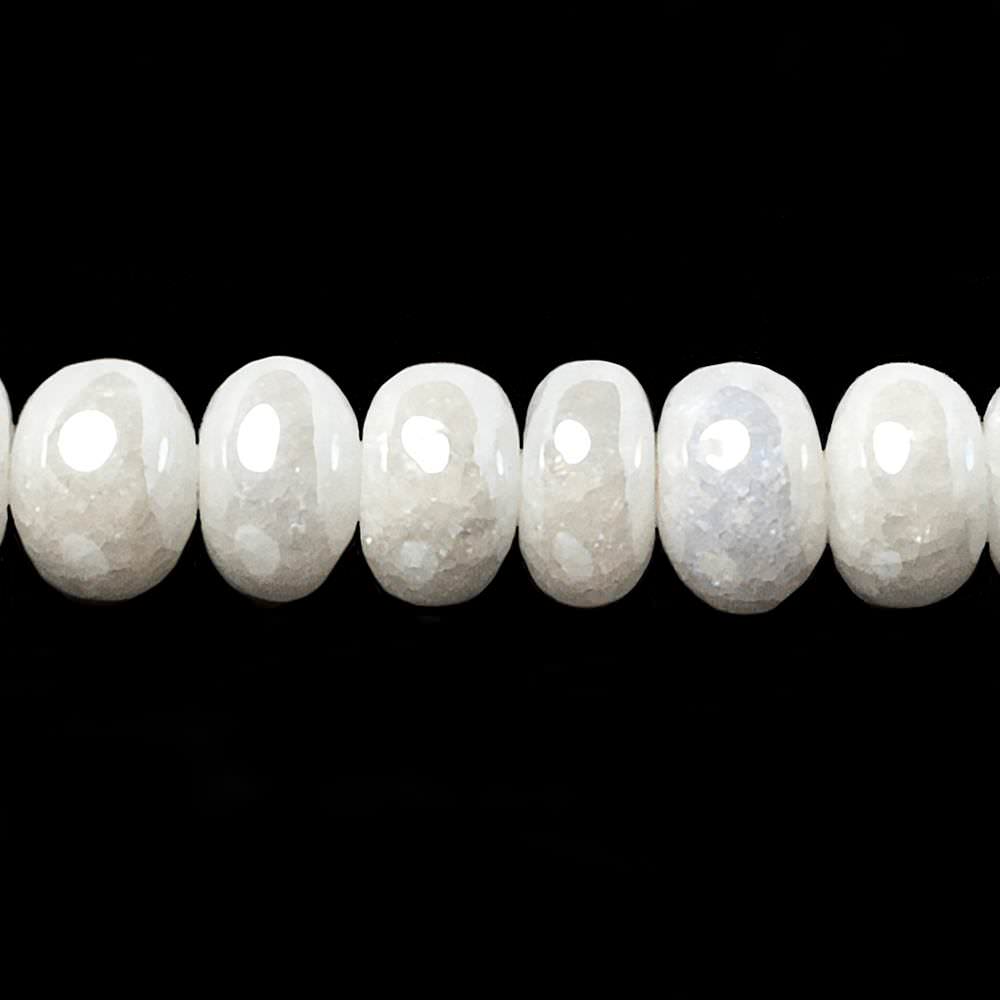 6-7mm Mystic Pearly White Quartz plain rondelle beads 15 inch 86 pieces - Beadsofcambay.com
