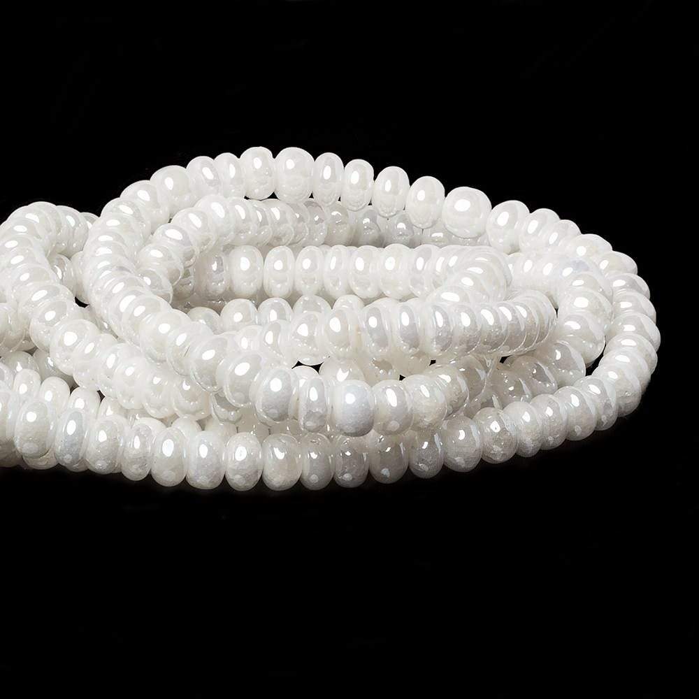6-7mm Mystic Pearly White Quartz plain rondelle beads 15 inch 86 pieces - Beadsofcambay.com