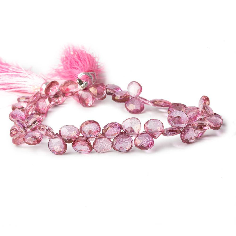 6-7mm Mystic Pink Topaz faceted heart beads 8 inch 54 pieces - Beadsofcambay.com