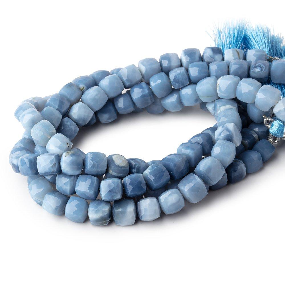 6-7mm Owyhee Denim Blue Opal Faceted Cube Beads 8 inch 29 pieces - Beadsofcambay.com