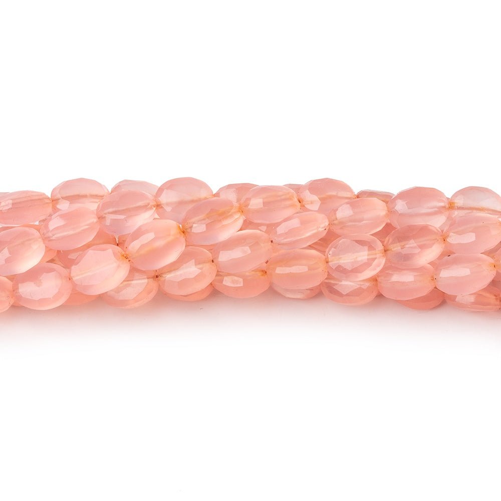 6-7mm Pink Chalcedony Faceted Oval Beads 12.5 inch 43 pieces - Beadsofcambay.com