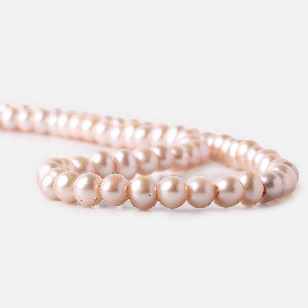 6-7mm Pink Ice Large Hole Off Round Freshwater Pearl 2.5mm drill hole, 15 inch, 75 pieces - Beadsofcambay.com