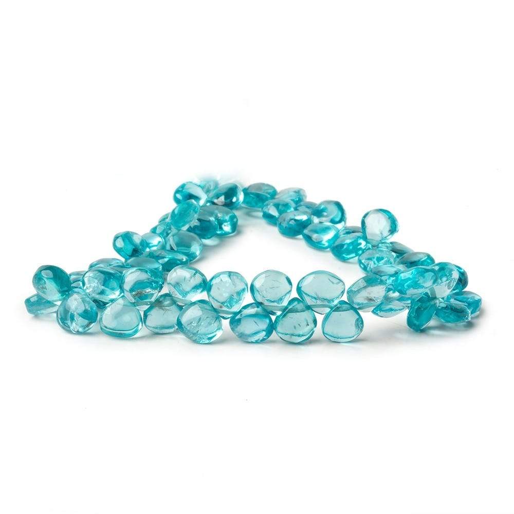 6-7mm Pool Blue Apatite Plain Heart Beads 8.5 inch 60 pieces - Beadsofcambay.com
