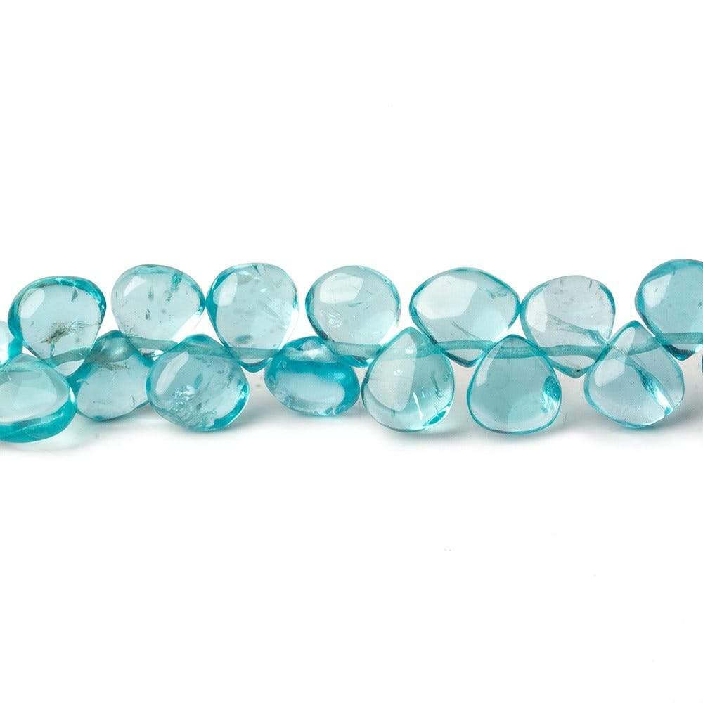 6-7mm Pool Blue Apatite Plain Heart Beads 8.5 inch 60 pieces - Beadsofcambay.com