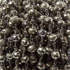 6-7mm Pyrite faceted rondelle Black Gold Chain by the foot 24 pieces - Beadsofcambay.com