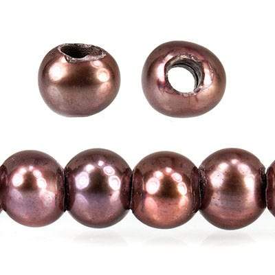 6-7mm Raisin Large Hole Off Round Freshwater Pearl 2.5mm drill hole, 15 inch, 75 pieces - Beadsofcambay.com