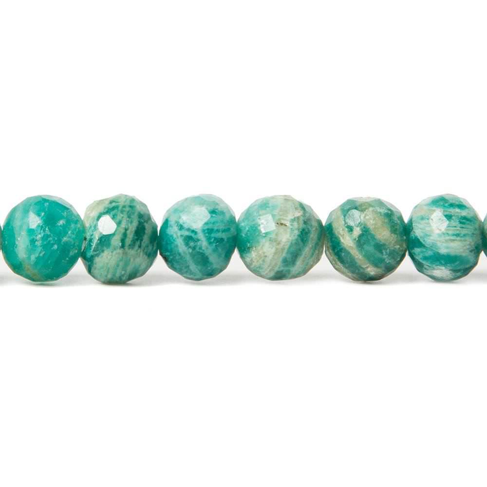 6-7mm Russian Amazonite faceted round beads 8 inch 31 pieces - Beadsofcambay.com