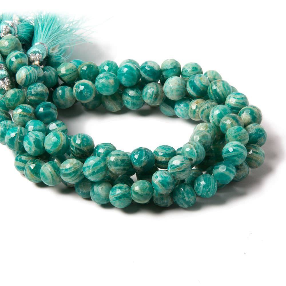 6-7mm Russian Amazonite faceted round beads 8 inch 31 pieces - Beadsofcambay.com