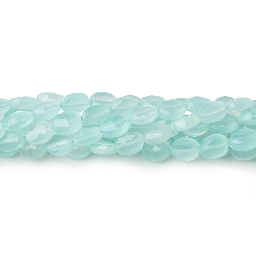 6-7mm Seafoam Blue Chalcedony Faceted Oval Beads 12.5 inch 43 pieces - Beadsofcambay.com