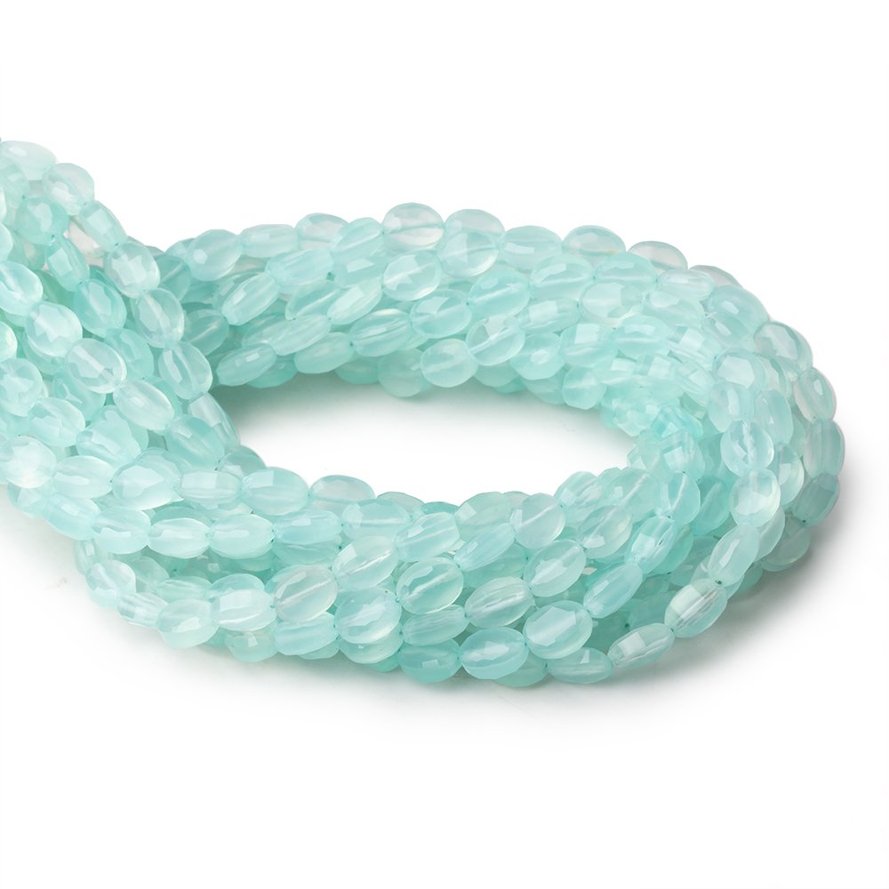 6-7mm Seafoam Blue Chalcedony Faceted Oval Beads 12.5 inch 43 pieces - Beadsofcambay.com