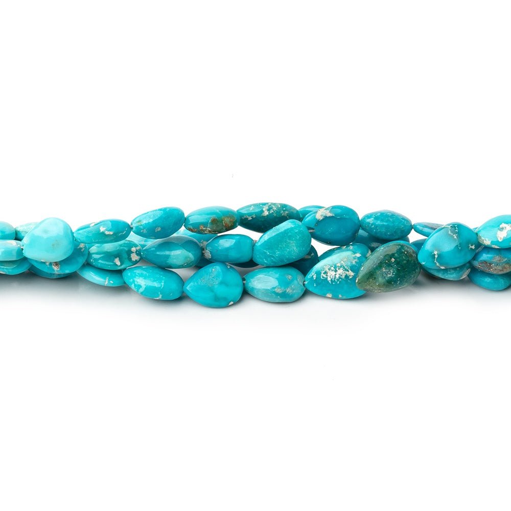 6-7mm Sleeping Beauty Turquoise Plain Pear Beads 7.75 inch 24 pieces - Beadsofcambay.com