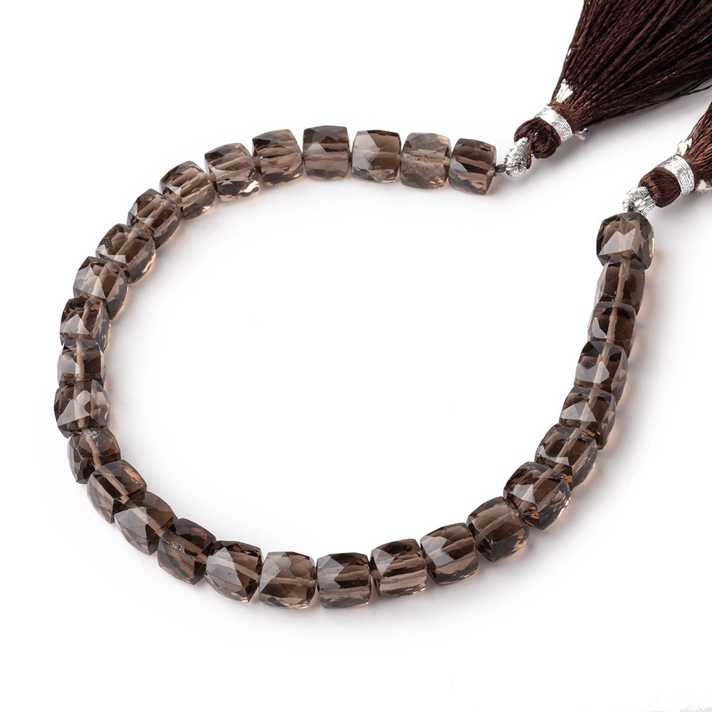 6-7mm Smoky Quartz Faceted Cube Beads 8 inch 30 pieces - Beadsofcambay.com
