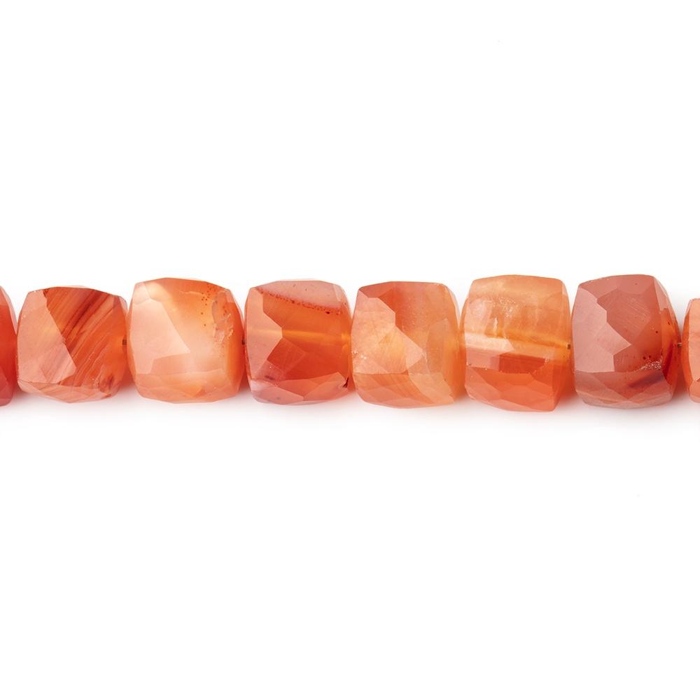 6-7xmm Carnelian Banded Agate faceted Cube beads 8 inch 28 pieces - Beadsofcambay.com