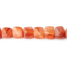 6-7xmm Carnelian Banded Agate faceted Cube beads 8 inch 28 pieces - Beadsofcambay.com