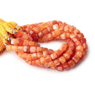 6-7xmm Carnelian Banded Agate faceted Cube beads 8 inch 28 pieces - Beadsofcambay.com