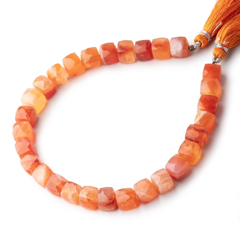6-7xmm Carnelian Banded Agate faceted Cube beads 8 inch 28 pieces - Beadsofcambay.com
