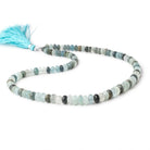 6-8.5mm Aquamarine & Moss Aquamarine Plain Rondelles 18 inch 98 Beads AA - Beadsofcambay.com