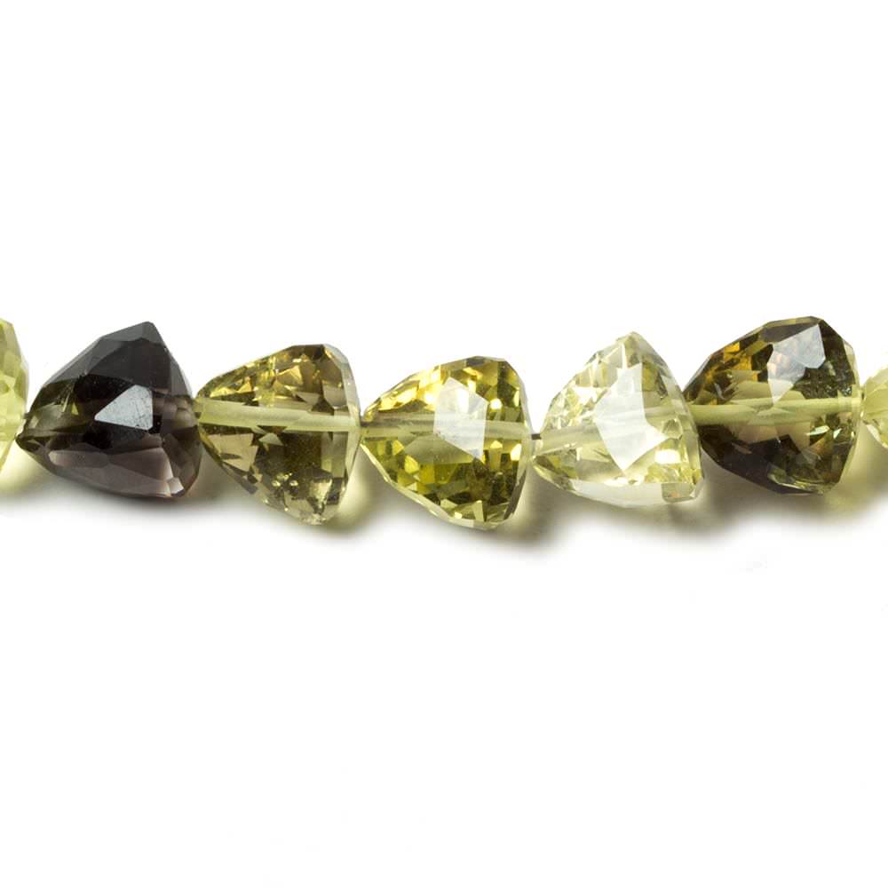 6-8mm BiColor & Lemon Quartz straight drill faceted trillions 15 in. 58 beads AA - Beadsofcambay.com