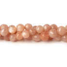 6-8mm Blush peach Moonstone faceted rounds Set of 3 strands 91 beads - Beadsofcambay.com