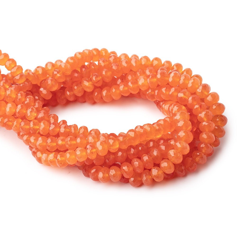 6-8mm Carnelian Faceted Rondelle Beads 16 inch 78 pieces - Beadsofcambay.com