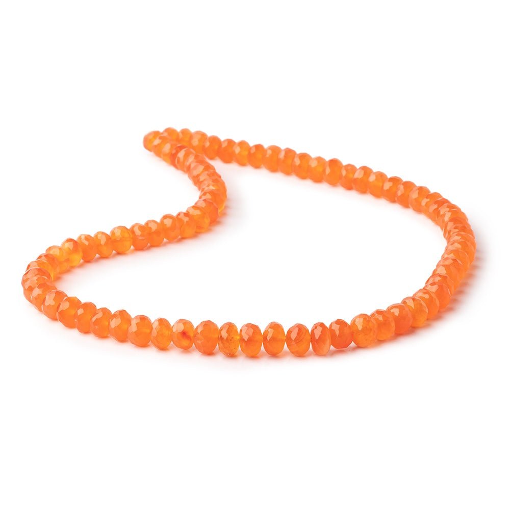 6-8mm Carnelian Faceted Rondelle Beads 16 inch 78 pieces - Beadsofcambay.com
