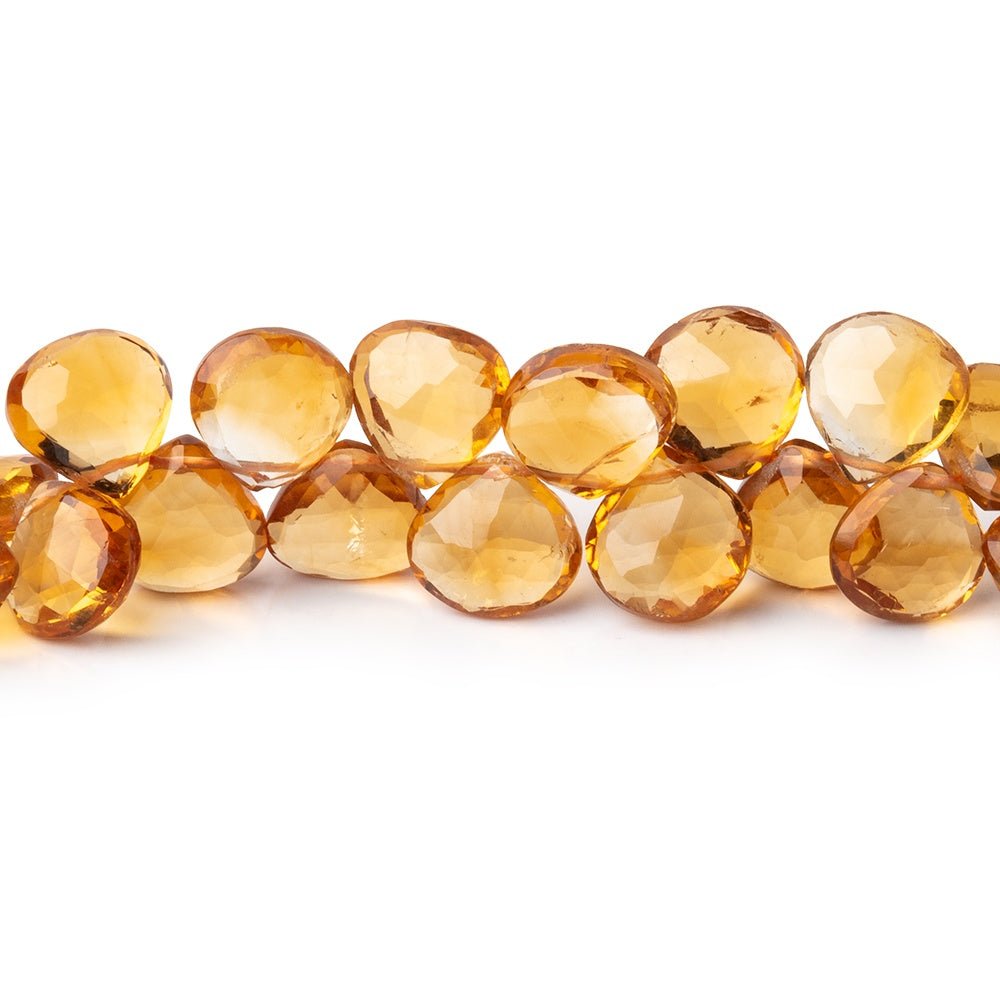 6-8mm Citrine Faceted Heart Beads 8 inch 53 pieces - Beadsofcambay.com