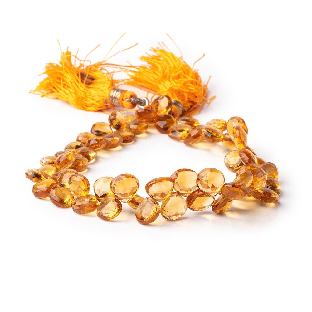6-8mm Citrine Faceted Heart Beads 8 inch 53 pieces - Beadsofcambay.com