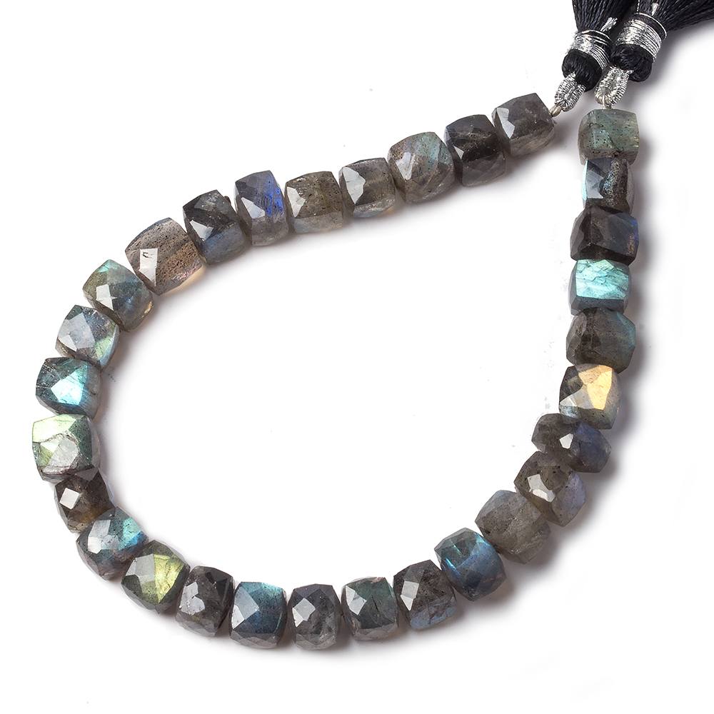 6-8mm Labradorite faceted cube beads 8 inch 30 pieces - Beadsofcambay.com